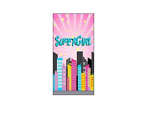 Painel De Festa Vertical 1,00 x 2,00 - SuperGirl HQ Cute Rosa 022