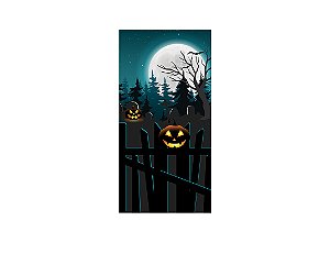 Painel De Festa Vertical 1,00 x 2,00 - Halloween Cemitério de Noite 002