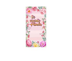 Painel De Festa Vertical 1,00 x 2,00 - De Repente Mais Linda Dourado Floral Rosa 016