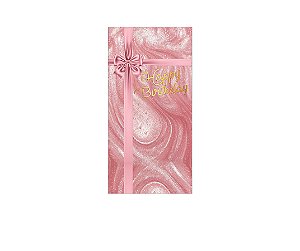 Painel De Festa Vertical 1,00 x 2,00 - Happy Birthday Efeito Metálico Rosa 034