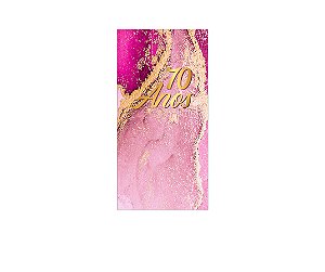 Painel De Festa Vertical 1,00 x 2,00 - Efeito Mármore Pink com Dourado 70 Anos 171