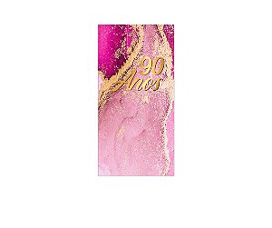 Painel De Festa Vertical 1,00 x 2,00 - Efeito Mármore Pink com Dourado  90 Anos 173