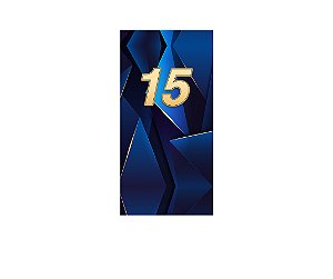 Painel De Festa Vertical 1,00 x 2,00 - 15 Anos Azul Marinho com Dourado 197