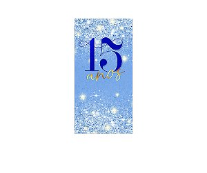 Painel De Festa Vertical 1,00 x 2,00 - 15 Anos Azul Efeito Glitter 201