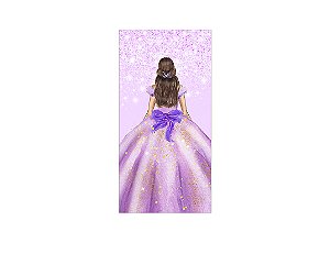 Painel De Festa Vertical 1,00 x 2,00 - Princesa Lilás Efeito Glitter 202