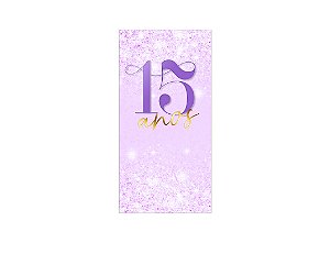 Painel De Festa Vertical 1,00 x 2,00 - 15 Anos Lilás Efeito Glitter 203