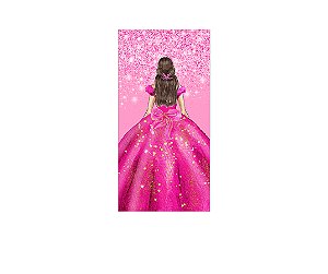 Painel De Festa Vertical 1,00 x 2,00 - Princesa Pink Efeito Glitter 204