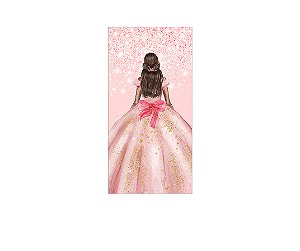 Painel De Festa Vertical 1,00 x 2,00 - Princesa Rosa Suave Efeito Glitter 206