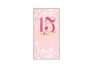 Painel De Festa Vertical 1,00 x 2,00 - 15 Anos Rosa Suave Efeito Glitter 207