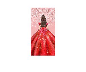 Painel De Festa Vertical 1,00 x 2,00 - Princesa Vermelho Efeito Glitter 208
