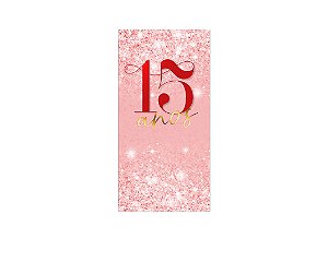 Painel De Festa Vertical 1,00 x 2,00 - 15 Anos Vermelho Efeito Glitter 209