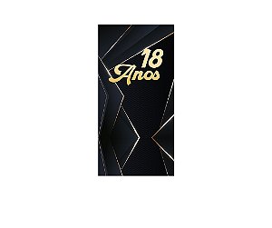 Painel De Festa Vertical 1,00 x 2,00 - 18 Anos Preto com Dourado 210