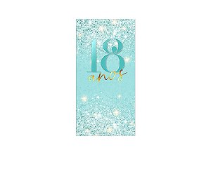 Painel De Festa Vertical 1,00 x 2,00 - 18 Anos Azul Esverdeado Efeito Glitter 211