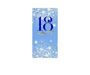 Painel De Festa Vertical 1,00 x 2,00 - 18 Anos Azul Efeito Glitter 212