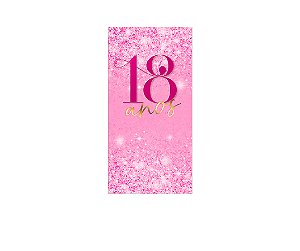 Painel De Festa Vertical 1,00 x 2,00 - 18 Anos Pink Efeito Glitter 214