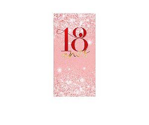 Painel De Festa Vertical 1,00 x 2,00 - 18 Anos Vermelho Efeito Glitter 216