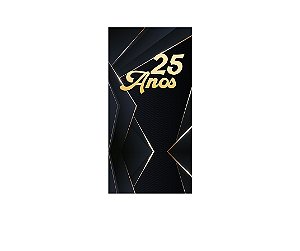 Painel De Festa Vertical 1,00 x 2,00 - 25 Anos Preto com Dourado 218