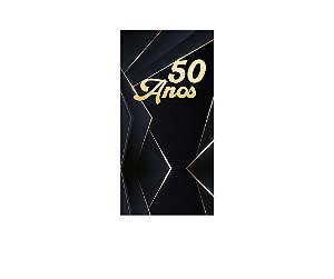 Painel De Festa Vertical 1,00 x 2,00 - 50 Anos Preto com Dourado 224