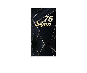 Painel De Festa Vertical 1,00 x 2,00 - 75 Anos Preto com Dourado 227