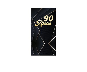 Painel De Festa Vertical 1,00 x 2,00 - 90 Anos Preto com Dourado 231