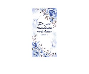 Painel De Festa Vertical 1,00 x 2,00 - Religioso Floral Azul 007