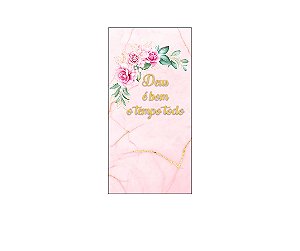Painel De Festa Vertical 1,00 x 2,00 - Deus é Bom Efeito Mármore Rosa 050