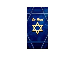 Painel De Festa Vertical 1,00 x 2,00 - Bar Mitzvá Azul Marinho e Dourado 058