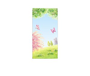 Painel De Festa Vertical 1,00 x 2,00 - Jardim com Borboletas Aquarela 002