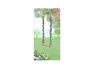 Painel De Festa Vertical 1,00 x 2,00 - Jardim Aquarela com Balanço 003