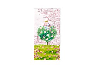 Painel De Festa Vertical 1,00 x 2,00 - Jardim Árvore Rosa 006