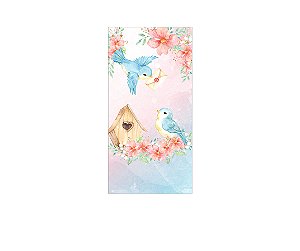 Painel De Festa Vertical 1,00 x 2,00 - Passarinhos Jardim Floral 010