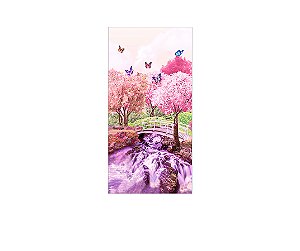 Painel De Festa Vertical 1,00 x 2,00 - Jardim Florido Rosa 012