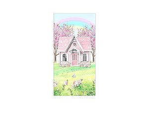 Painel De Festa Vertical 1,00 x 2,00 - Jardim Casinha Rosa 019