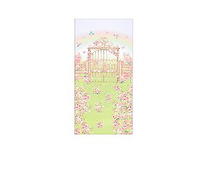 Painel De Festa Vertical 1,00 x 2,00 - Jardim Flores Rosas Aquarela 021