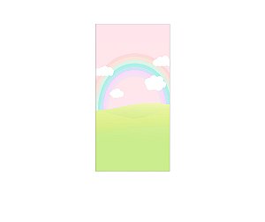 Painel De Festa Vertical 1,00 x 2,00 - Jardim Cute com Arco-íris 022