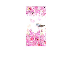Painel De Festa Vertical 1,00 x 2,00 - Jardim Rosa com Passarinhos 032