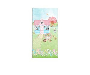 Painel De Festa Vertical 1,00 x 2,00 - Jardim Encantado com Casinha 035