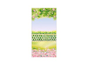 Painel De Festa Vertical 1,00 x 2,00 - Jardim Flores Rosas 046