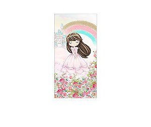 Painel De Festa Vertical 1,00 x 2,00 - Princesa Cute no Jardim Florido 050