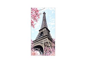 Painel De Festa Vertical 1,00 x 2,00 - Paris Torre Eiffel Floral 001