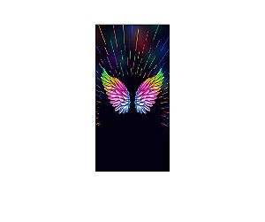 Painel De Festa Vertical 1,00 x 2,00 - Asas Coloridas Efeito Neon 005