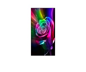 Painel De Festa Vertical 1,00 x 2,00 - Flor Colorido Efeito Neon 010