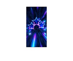 Painel De Festa Vertical 1,00 x 2,00 - Estrelas Azuis Efeito Neon 017