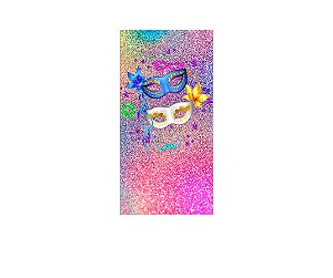 Painel De Festa Vertical 1,00 x 2,00 - Máscaras de Carnaval Efeito Glitter 018