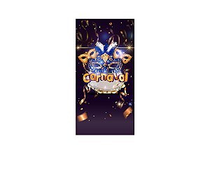 Painel De Festa Vertical 1,00 x 2,00 - Carnaval Dourado com Azul 021