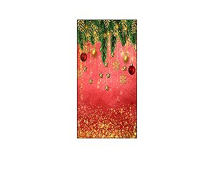Painel De Festa Vertical 1,00 x 2,00 - Natal Vermelho com Folhagens 009