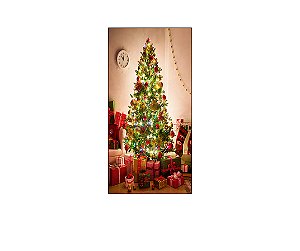 Painel De Festa Vertical 1,00 x 2,00 - Sala de Estar com Árvore de Natal 010