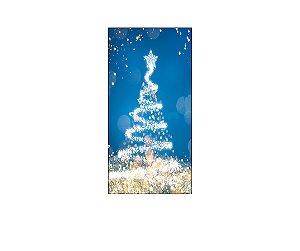 Painel De Festa Vertical 1,00 x 2,00 - Árvore de Natal Efeito Glitter Azul 011