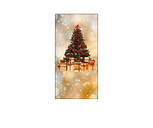 Painel De Festa Vertical 1,00 x 2,00 - Árvore de Natal Efeito Brilhos Dourados 027