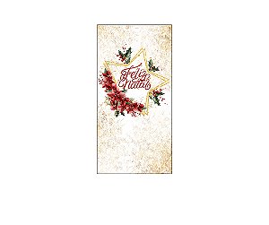 Painel De Festa Vertical 1,00 x 2,00 - Feliz Natal Efeito Glitter Dourado 038